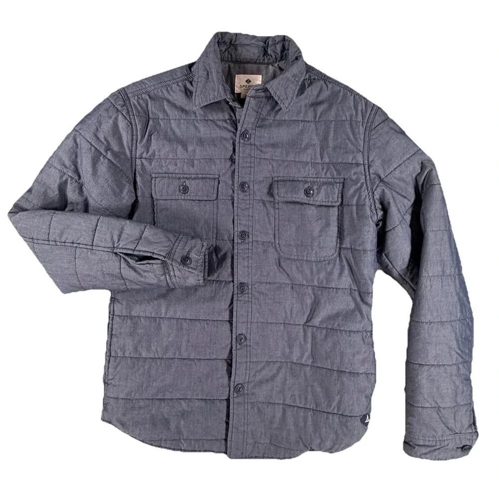 Sperry Quilted Mens S Shirt‎ Jacket Shacket Chambray Button Up Gorpcore Hiking
